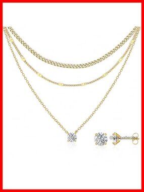 14K Gold Plated 4-Piece Necklace and Earrings Set with CZ